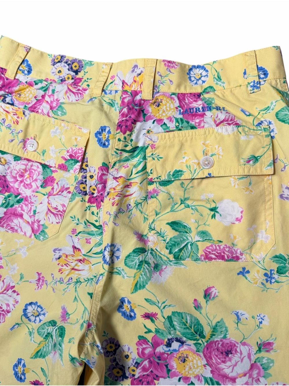 Lauren Ralph Lauren Vintage Yellow Floral Cropped Pants size 8 - Picture 5 of 12
